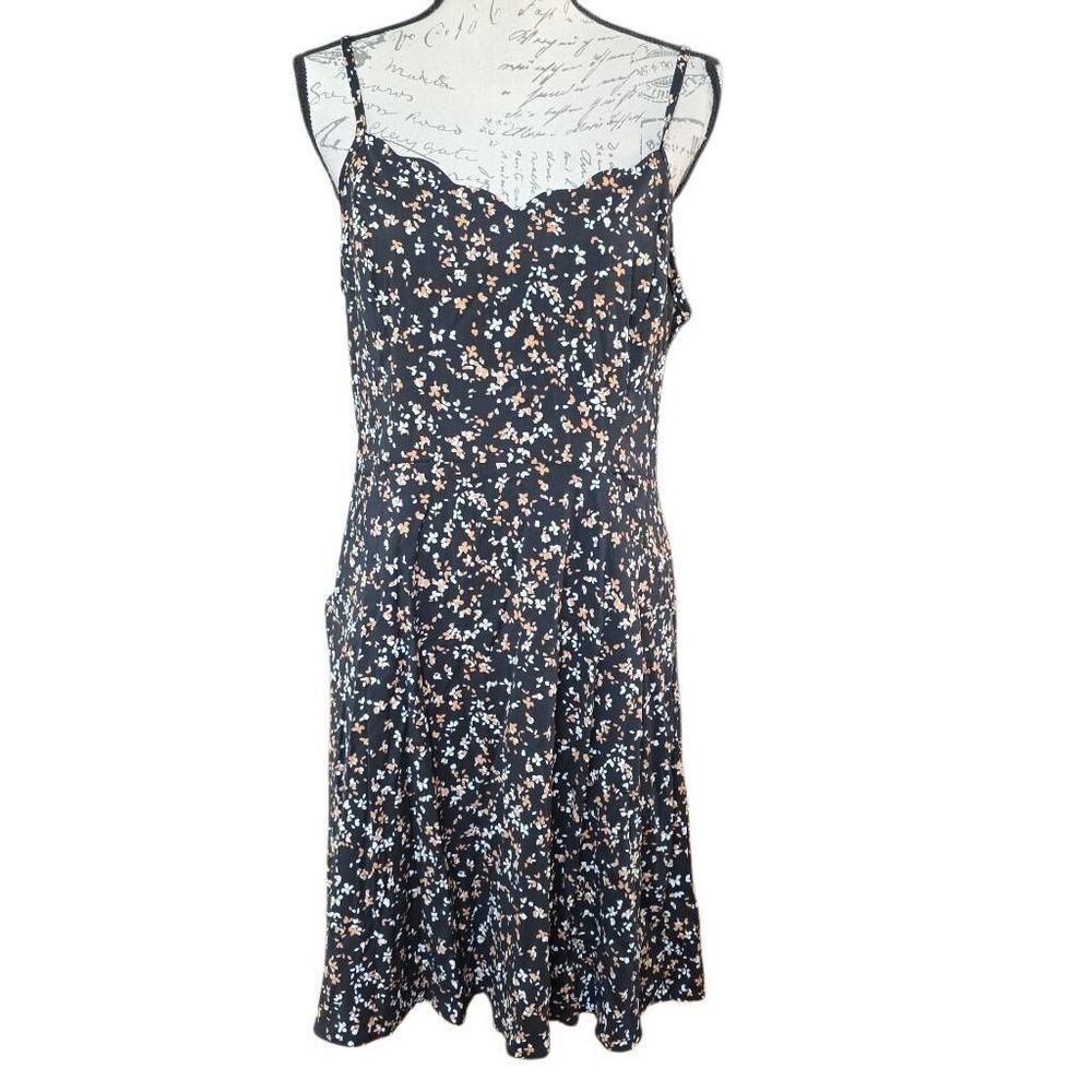 41 Hawthorn Women's Size Large Black Brown White Beatriz Scallop Detail Dress